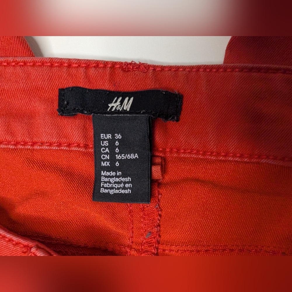H&M Womens US 6 Skinny Red Jean Preowned - Picture 6 of 11